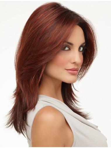 Wavy Shoulder Length Wigs Online Red Lace Front Shoulder Length Synthetic Wig With Bangs