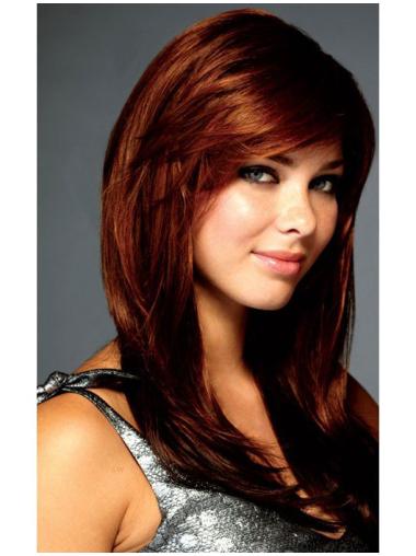 Long Straight Hair Wigs Discount Long Auburn Lace Front Synthetic Wigs With Bangs