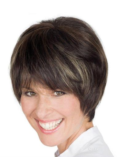 Short Grey Human Hair Wigs Discount Short Straight Brown Human Wigs Lace Front