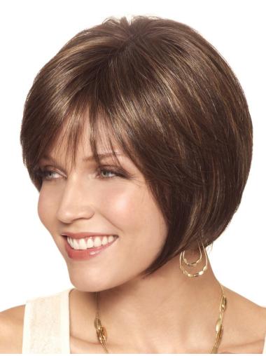 Short Stacked Bob Wigs Straight Synthetic High Quality Petite Size Monofilament Wigs