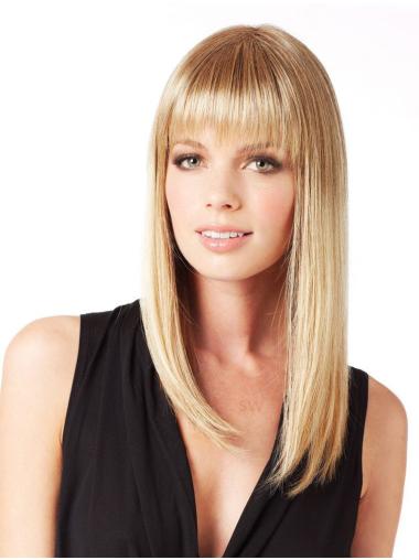 Long Straight Wigs Natural Lace Front Straight Long Synthetic Wig With Bangs