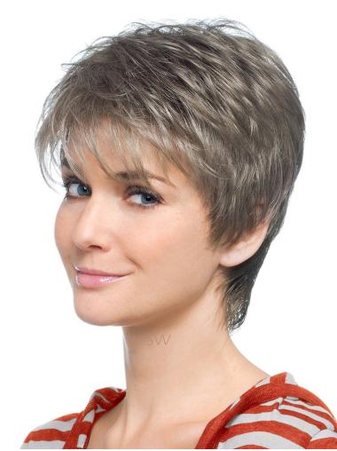 Short Grey Wigs Lace Front Straight Short Best Synthetic Wigs For Gray Hair