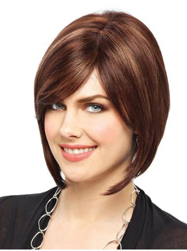 Short Bob Wig Flexibility Brown Bobs Straight Chin Length Lace Front Wigs Synthetic