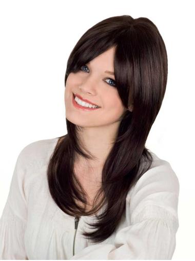 Long Layered Wig Style Layered Brown Straight Long Synthetic Capless Wigs For Sale