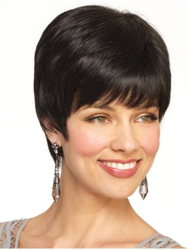 Straight Wigs Definition Natural Black Boycuts Straight Cropped Lace Synthetic Wig