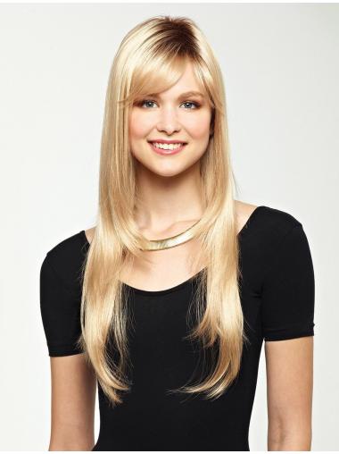 Long Hair With Bangs Wig Fashion Synthetic Long Straight Blonde Wigs With Bangs