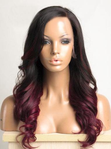 Long Black Human Hair Wig Ombre/2 Tone Wavy African Beauty Hair Full Lace Wigs