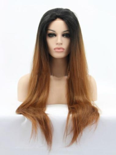 Long Wig With Bangs Human Hair Straight 26 Inches Hairstyles African American Hair Wig 100 Percent