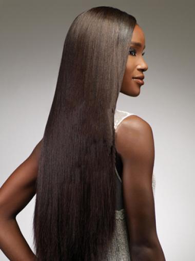 Long Human Hair Wigs Exquisite Remy Human Hair Long Yaki African American Wigs