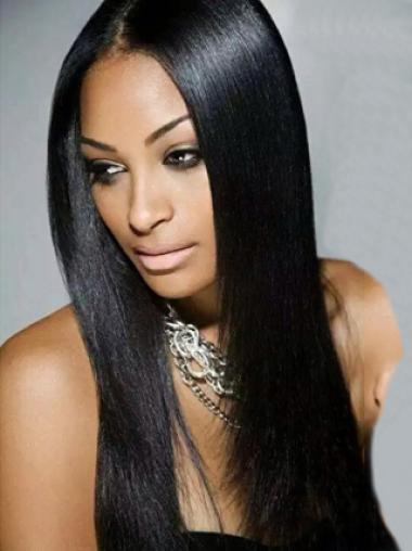 Long Hair Synthetic Wigs Yaki Without Bangs Synthetic Wigs For Black Hair