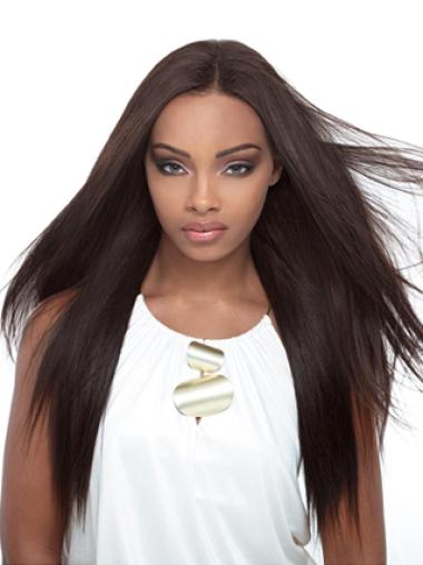 Long Synthetic Wigs Yaki Black Without Bangs Lace Front Synthetic Wigs