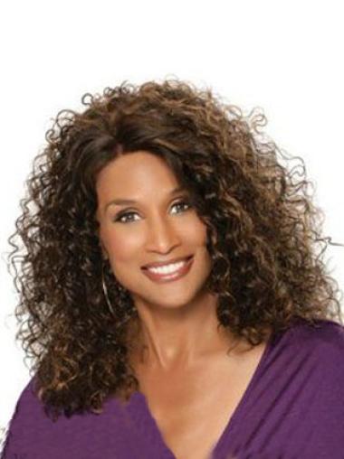 Medium Human Hair Wigs Full Lace Without Bangs Beverly Johnson Human Hair Curly Wigs