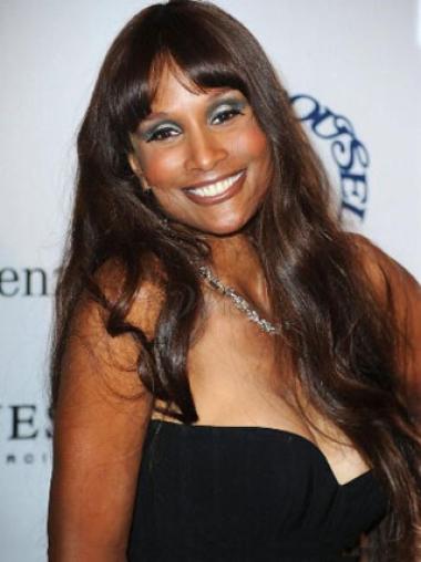 Long Straight Human Hair Wigs Brown Wavy 24 Inches Beverly Johnson Remy Hair Wigs