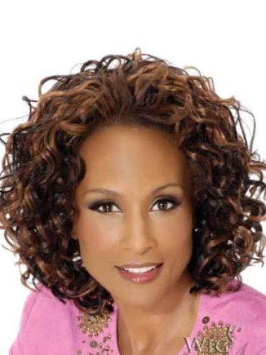 Chin Length Lace Wigs Brown Curly 12 Inches Beverly Johnson Wig