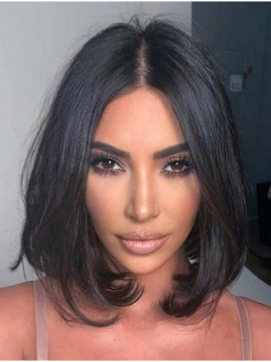 Chin Length Lace Wigs Chin Length Incredible Wavy Lace Front 12" Remy Human Hair Kim Kardashian Wigs