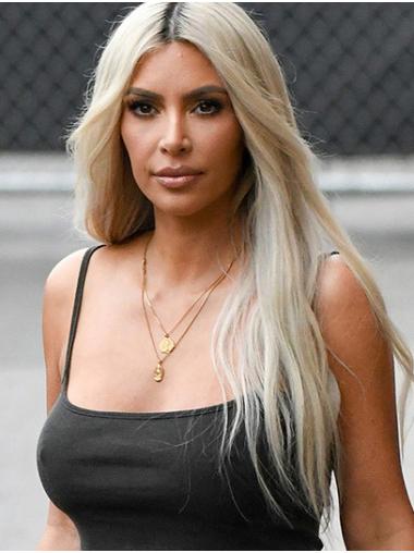 Long Hair Without Bangs Wigs Long Suitable Straight Lace Front 24" Synthetic Kim Kardashian Wigs