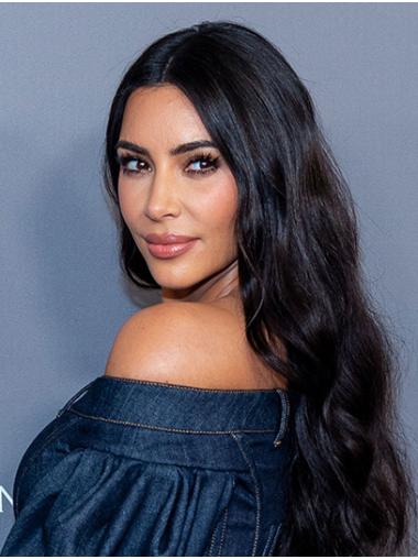 Long Hair Without Bangs Wigs Long Woman Wavy Lace Front 24" Synthetic Kim Kardashian Wigs