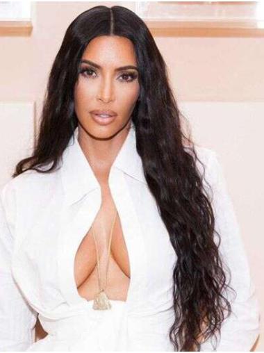 Synthetic Without Bangs Wigs Long Modern Wavy Full Lace 26" Synthetic Kim Kardashian Wigs