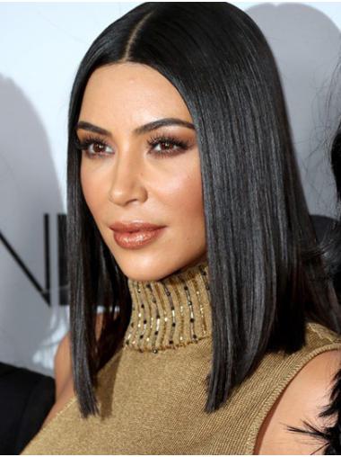 Shoulder Length Bob Wigs Shoulder Length Online Straight Lace Front 14" Synthetic Kim Kardashian Wigs