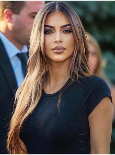 Synthetic Without Bangs Wigs Long Best Straight Lace Front 26" Synthetic Kim Kardashian Wigs
