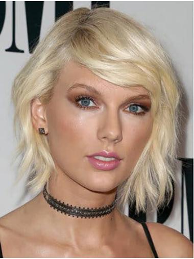 Best Wavy Wigs Hair Synthetic Lace Front Layered Chin Length 12" Platinum Blonde Exquisite Taylor Swift Wigs