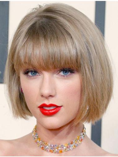 Stacked Bob Wigs Synthetic Lace Front Bobs Chin Length 10" Blonde Good Taylor Swift Wigs