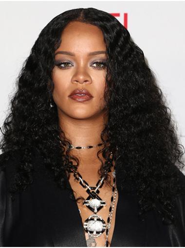 Lace Hair Without Bangs Wigs Synthetic Full Lace Without Bangs Long 16" Black New Rihanna Wigs