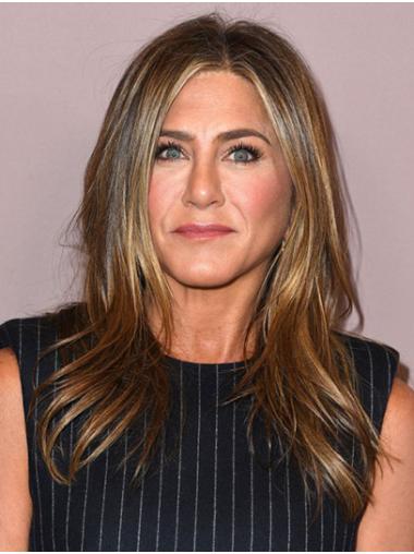 Lace Hair Without Bangs Wigs Synthetic Lace Front Without Bangs Long 16" Brown Fashionable Jennifer Aniston Wigs