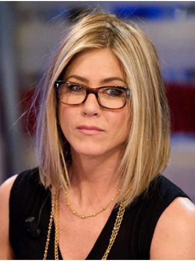 Bobs Shoulder Length Wigs Synthetic Lace Front Bobs Shoulder Length 14" Blonde Style Jennifer Aniston Wigs