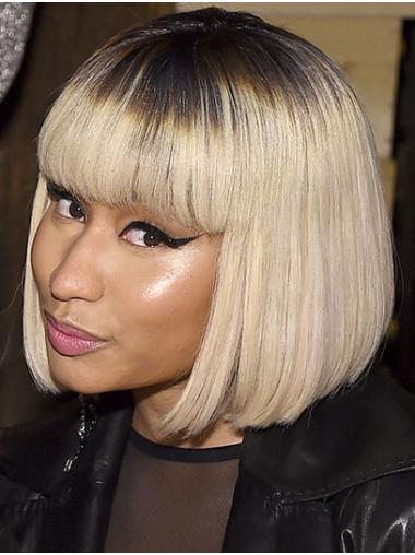 Silver Bob Wig Synthetic Lace Front Bobs Chin Length 12" Blonde New Nicki Minaj Wigs