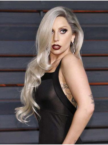 Long Wavy Synthetic Wigs Synthetic Lace Front Without Bangs Long 26" Platinum Blonde Best Lady Gaga Wigs