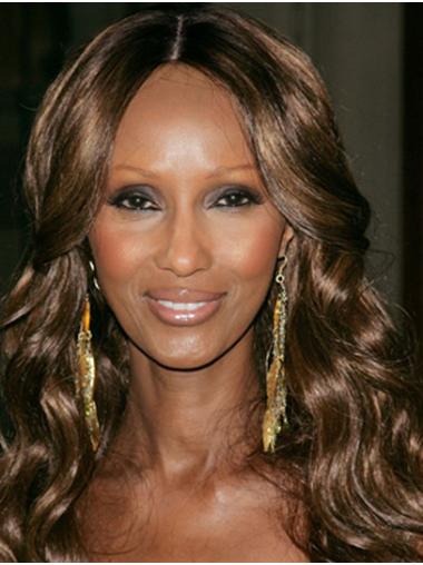 Long Wavy Wig Synthetic Full Lace Without Bangs Long 18" Brown Stylish Iman Wigs