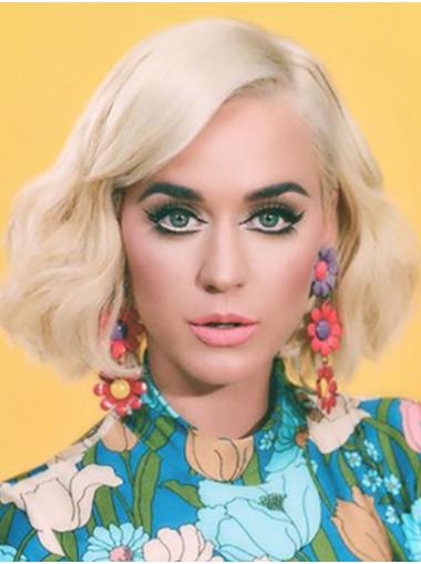 Choppy Bob Wigs Synthetic Lace Front Bobs Chin Length 12" Platinum Blonde Style Katy Perry Wigs