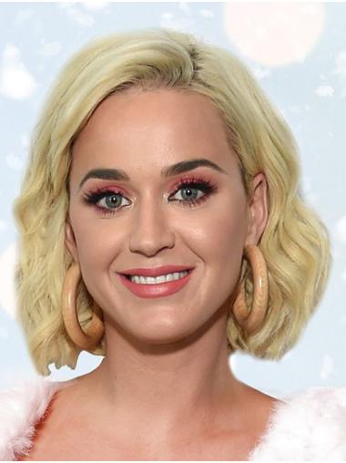 Blunt Bob Wig Synthetic Lace Front Bobs Chin Length 12" Blonde Modern Katy Perry Wigs