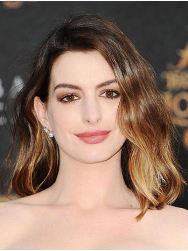 Shoulder Length Synthetic Wigs Fashionable Wavy 14" Lace Front Ombre/2 Tone Synthetic Anne Hathaway Wigs