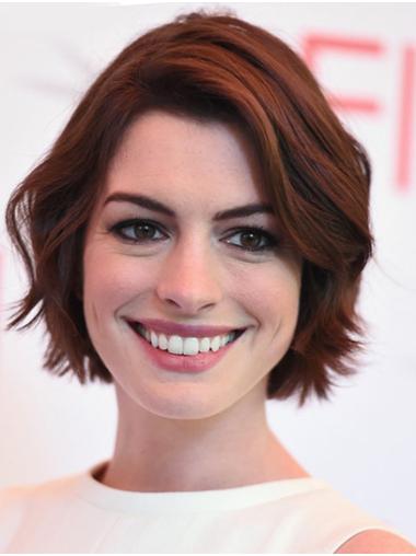 Stacked Bob Wigs Convenient Wavy 10" Lace Front Auburn Synthetic Anne Hathaway Wigs