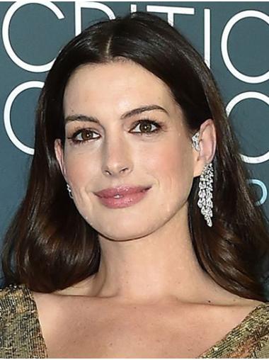Long Wavy Wigs Discount Wavy 16" Lace Front Black To Brown Synthetic Anne Hathaway Wigs