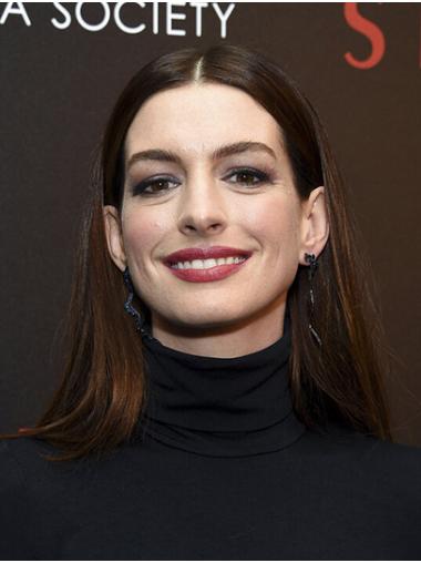 Long Straight Wigs Fashion Straight 16" Lace Front Black To Brown Synthetic Anne Hathaway Wigs