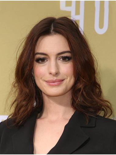 Shoulder Length Wavy Wigs Popular Wavy 14" Lace Front Brown Synthetic Anne Hathaway Wigs