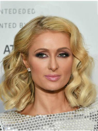 Long Hair Wavy Wigs High Quality Wavy 14" Lace Front Blonde Synthetic Paris Hilton Wigs