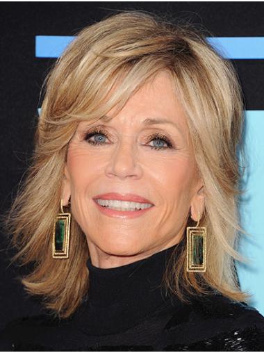 Shoulder Length Wigs Lace Synthetic Full Lace Shoulder Length Without Bangs Perfect 14" Jane Fonda Wigs