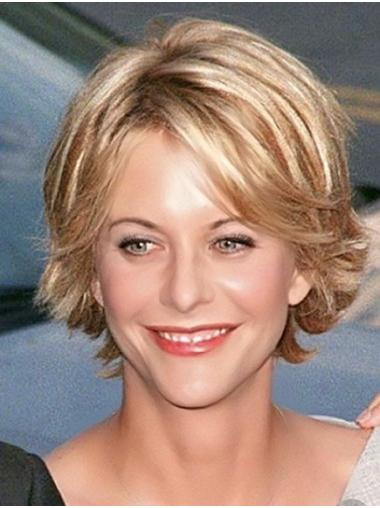 Short Straight Wigs Without Bangs Synthetic Lace Front Short Without Bangs Comfortable 10" Meg Ryan Wigs