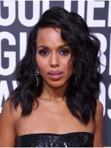 Wavy Wigs Shoulder Length Synthetic Full Lace Shoulder Length Without Bangs Comfortable 16" Kerry Washington Wigs