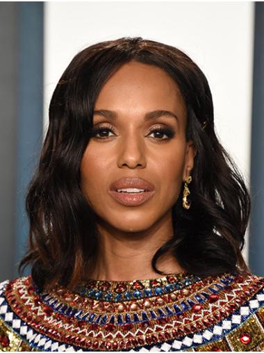 Human Hair Medium Wigs Remy Human Hair Full Lace Shoulder Length Without Bangs Soft 14" Kerry Washington Wigs