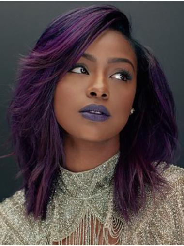 Medium Layered Wigs 14" Straight Purple Trendy Synthetic Shoulder Length Justine Skye Wigs