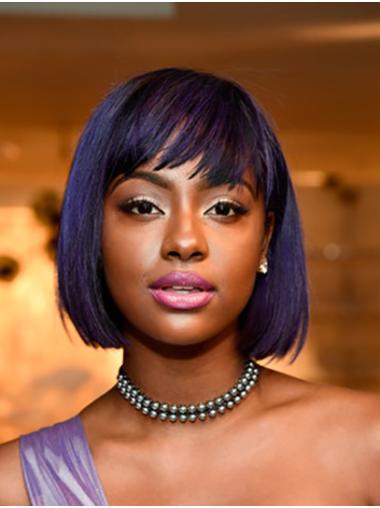 Short Straight Bob Wigs 10" Straight Purple Durable Synthetic Chin Length Justine Skye Wigs