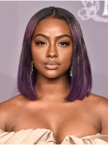 Straight Bob Wig 12" Straight Black To Purple Great Synthetic Chin Length Justine Skye Wigs