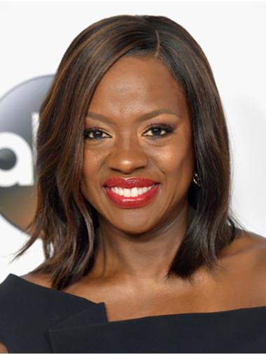 Without Bangs Lace Wigs Lace Front Shoulder Length Ombre/2 Tone Without Bangs Trendy 14" Viola Davis Wigs