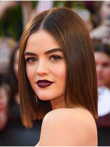 Bobs Shoulder Length Wigs Straight Brown Suitable Bobs Lace Front Shoulder Length 14" Lucy Hale Wigs