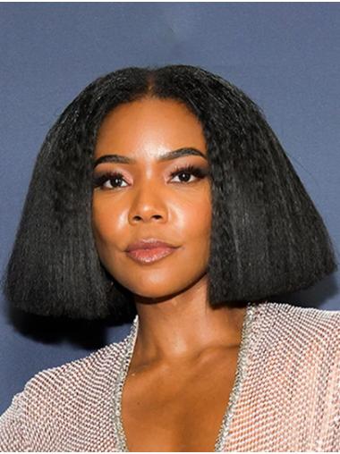 Bobs Wig Yaki Black Trendy Bobs Lace Front Chin Length 12" Gabrielle Union Wigs